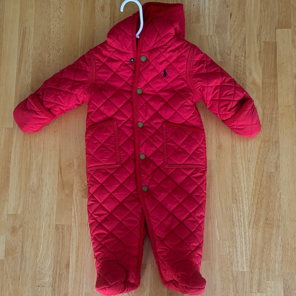 Ralph Lauren Red Hooded Barn Bunting Snowsuit